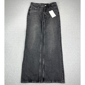 New Y2K 90s Zara baggy wide leg Jeans Women Size 2 Black Low Rise Full Length